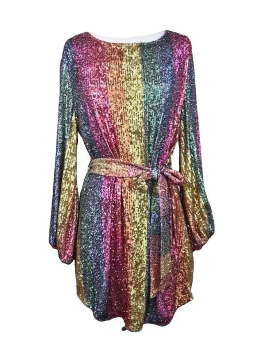FARM RIO Rainbow sequin cocktail dress